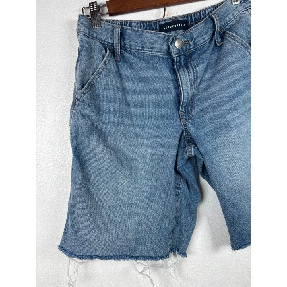 Aeropostale Baggy Jorts Women S Blue Denim Carpenter Frayed Hem BMRIPK1